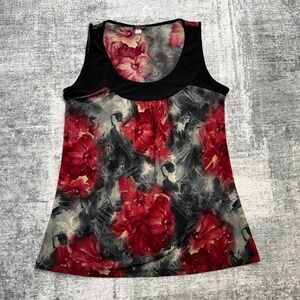 Y2K Agenda Top Women Medium Black Red Floral Sleeveless Grunge Whimsigoth Phoebe